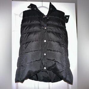 Black puffer vest with removable hood